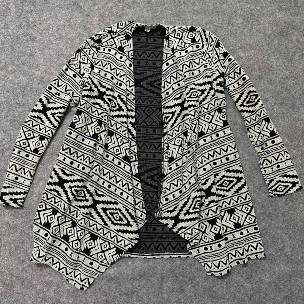 American Eagle Cardigan Womens S Black White Aztec Tribal Open Front Knit Top